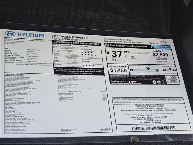 new 2024 Hyundai Tucson Hybrid car, priced at $36,020