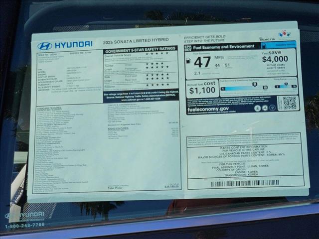new 2025 Hyundai Sonata Hybrid car, priced at $38,376
