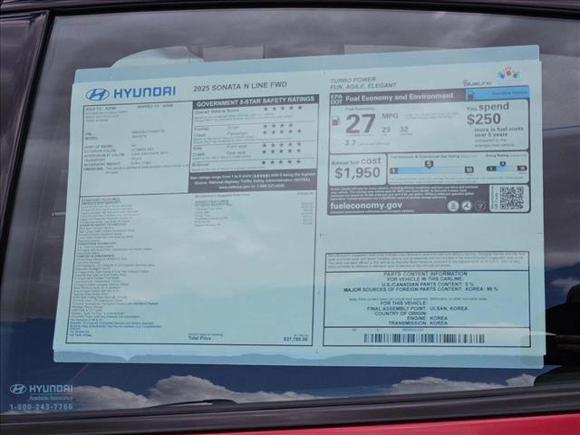 new 2025 Hyundai Sonata car, priced at $37,780