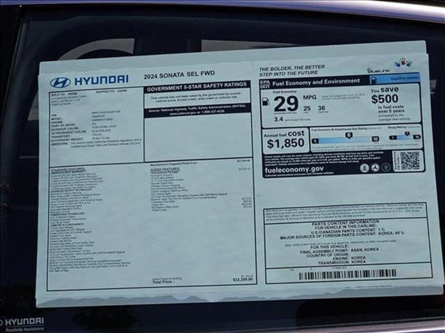 new 2024 Hyundai Sonata car, priced at $27,650