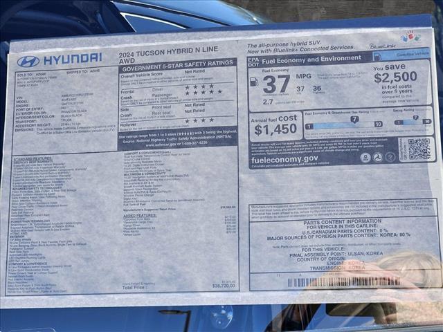 new 2024 Hyundai Tucson Hybrid car, priced at $35,917