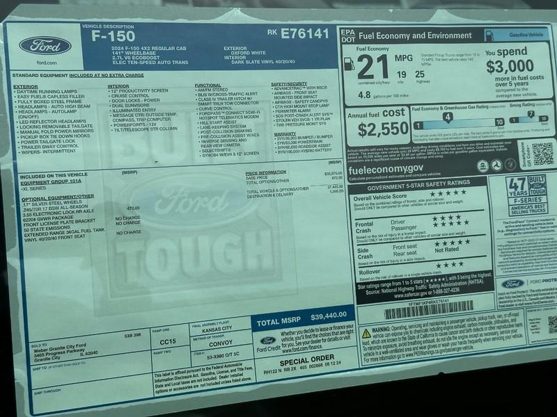 new 2024 Ford F-150 car, priced at $37,890