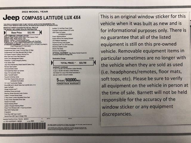 used 2022 Jeep Compass car, priced at $22,988