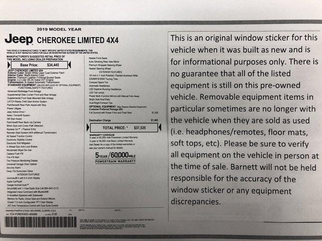 used 2019 Jeep Cherokee car, priced at $16,988