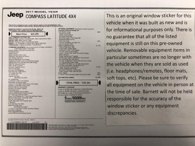 used 2017 Jeep Compass car, priced at $15,988