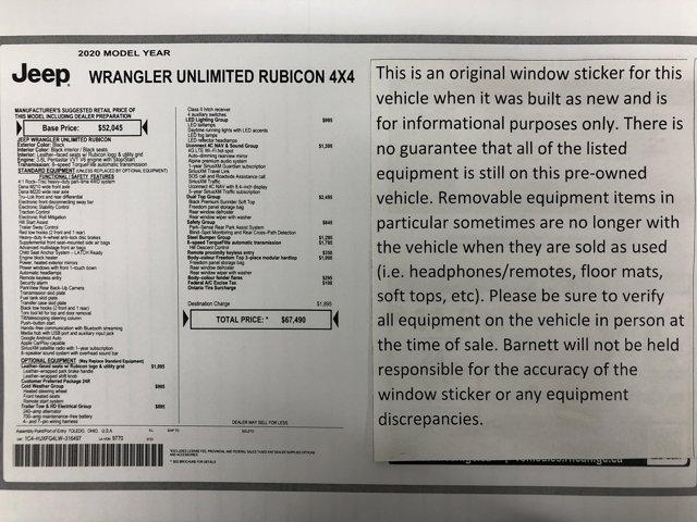 used 2020 Jeep Wrangler Unlimited car, priced at $36,988