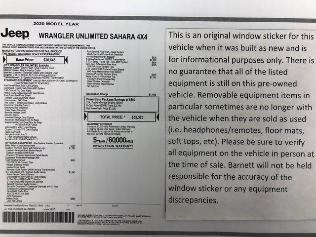 used 2020 Jeep Wrangler Unlimited car, priced at $26,988