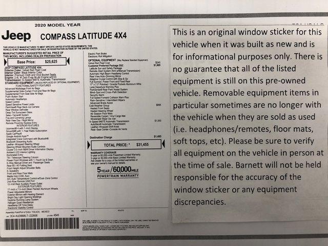 used 2020 Jeep Compass car, priced at $19,988