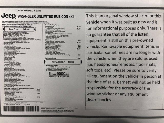 used 2021 Jeep Wrangler Unlimited car, priced at $40,977
