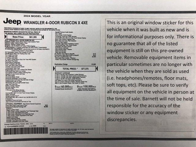 used 2024 Jeep Wrangler 4xe car, priced at $43,988