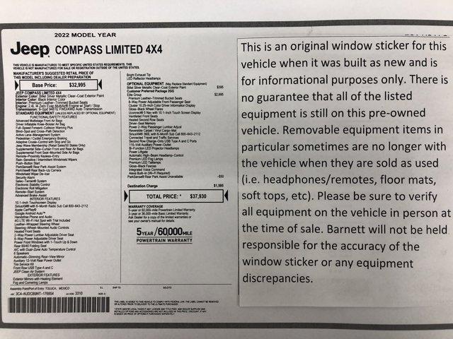 used 2022 Jeep Compass car, priced at $23,988