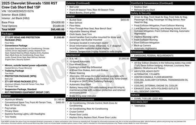 new 2025 Chevrolet Silverado 1500 car, priced at $55,344