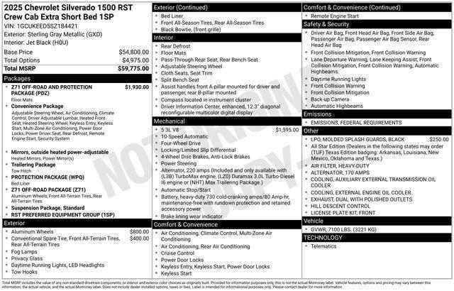 new 2025 Chevrolet Silverado 1500 car, priced at $55,088