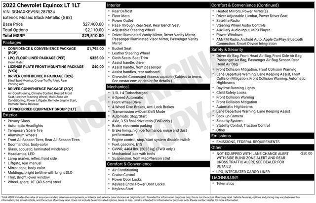 used 2022 Chevrolet Equinox car, priced at $19,995