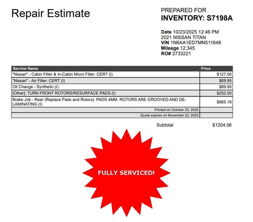 used 2021 Nissan Titan car, priced at $32,935