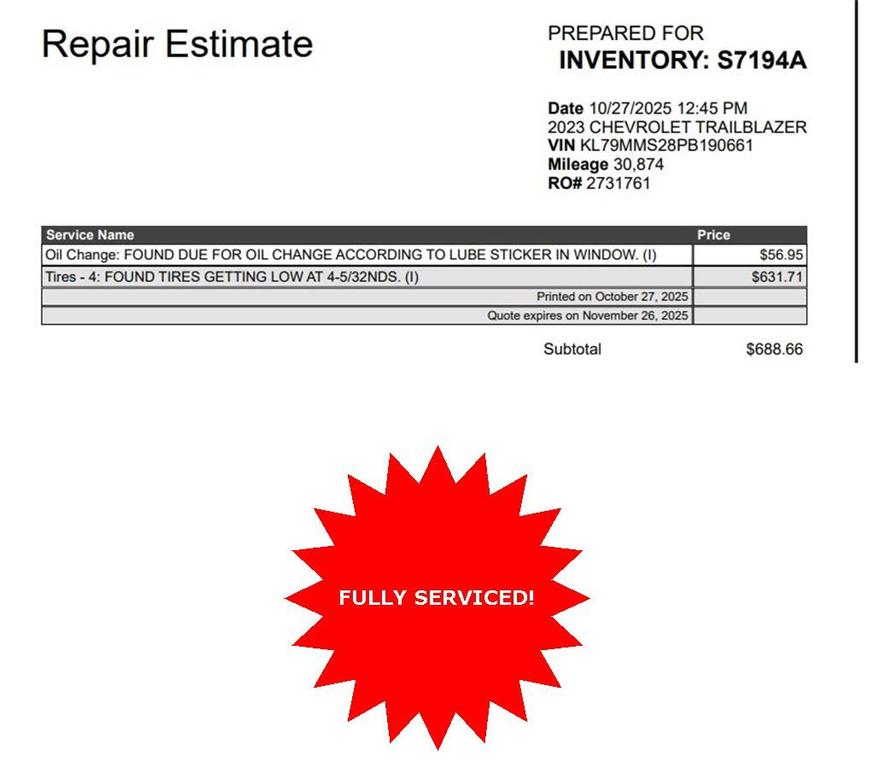 used 2023 Chevrolet TrailBlazer car, priced at $20,489