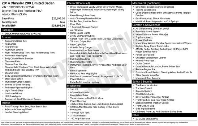 used 2014 Chrysler 200 car, priced at $7,350