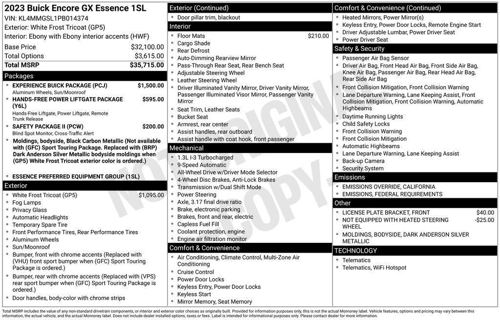 used 2023 Buick Encore GX car, priced at $23,500