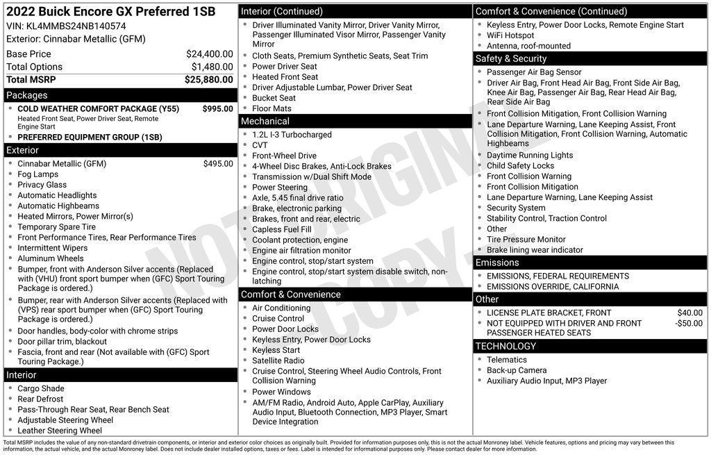 used 2022 Buick Encore GX car, priced at $18,895