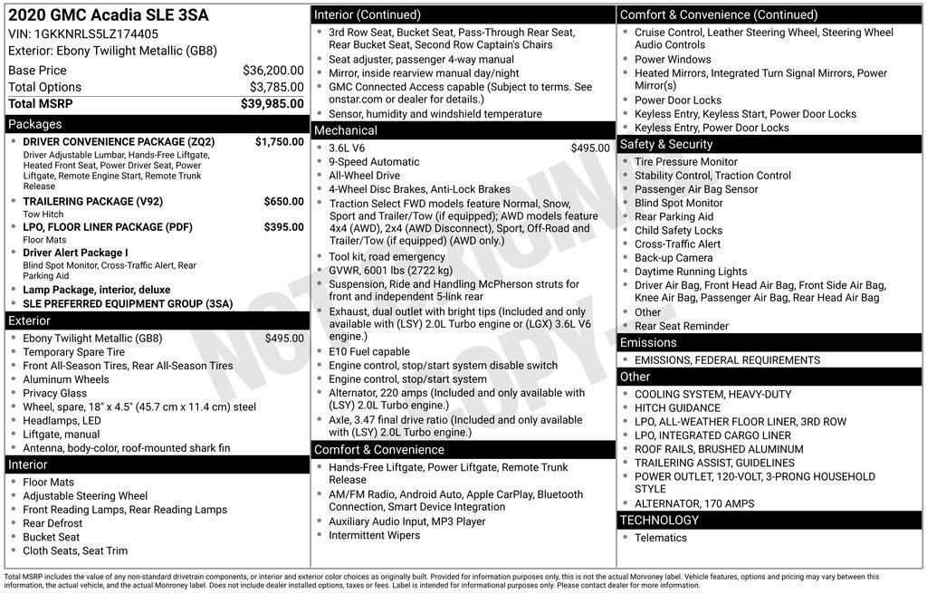 used 2020 GMC Acadia car, priced at $22,895