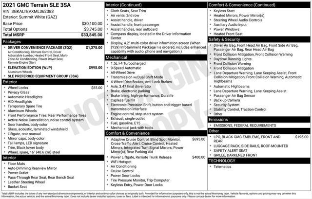 used 2021 GMC Terrain car, priced at $18,695