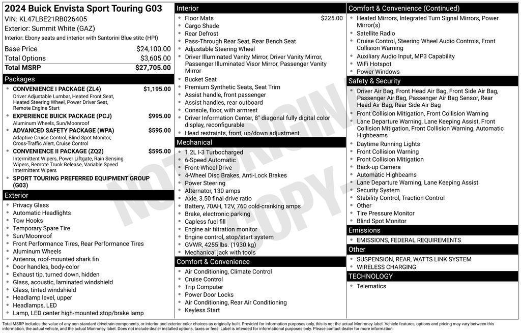 used 2024 Buick Envista car, priced at $23,750