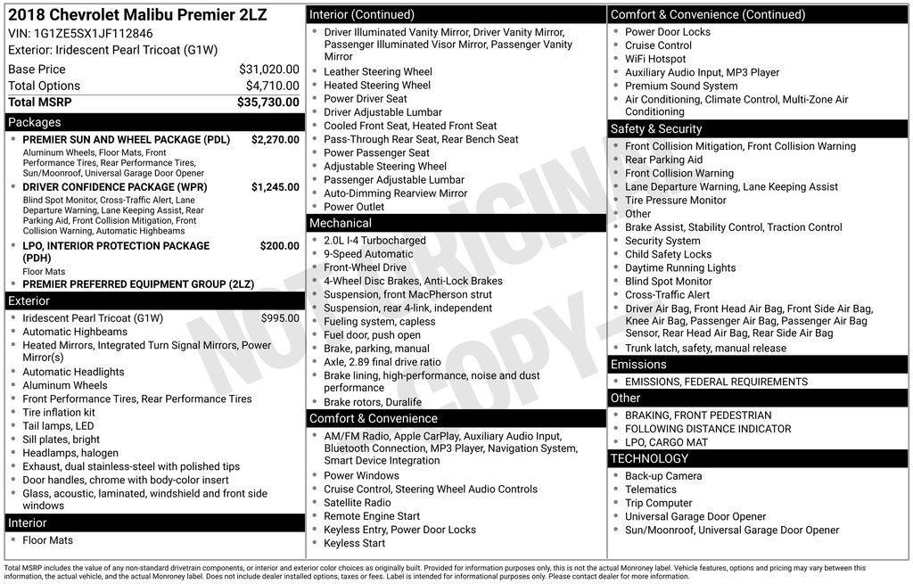 used 2018 Chevrolet Malibu car, priced at $19,995