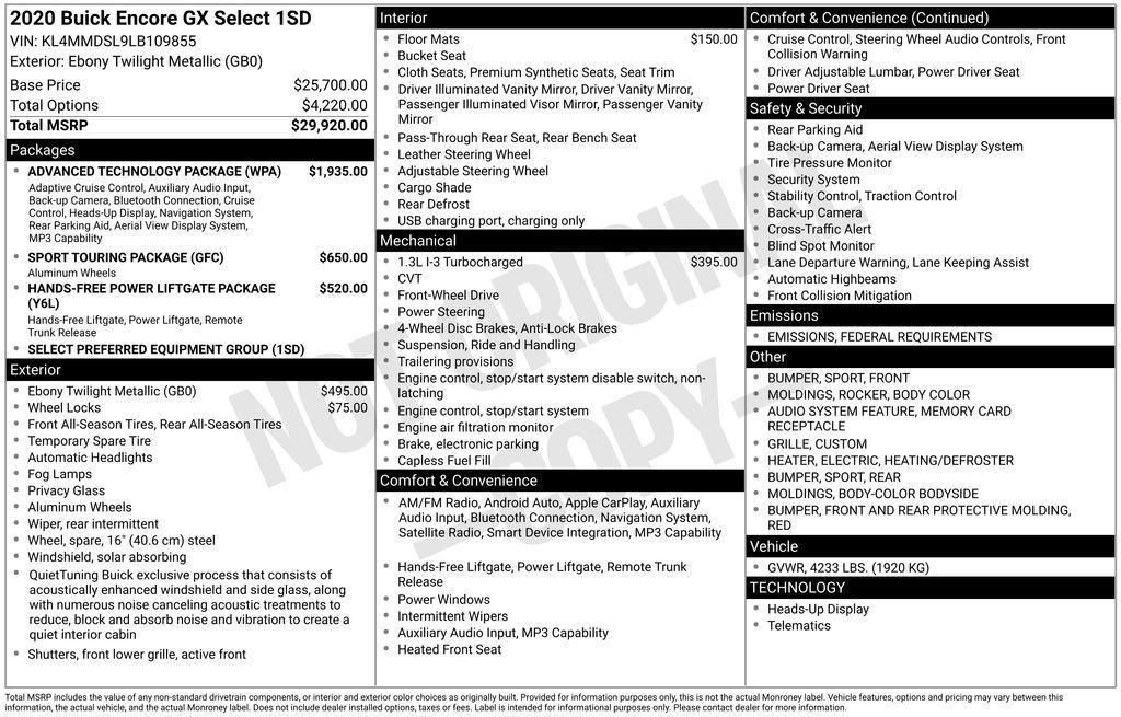 used 2020 Buick Encore GX car, priced at $18,494