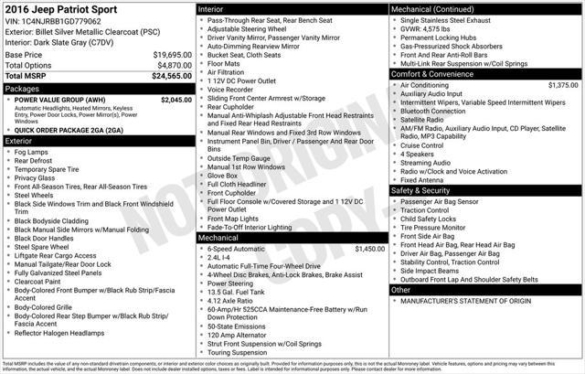 used 2016 Jeep Patriot car, priced at $6,750