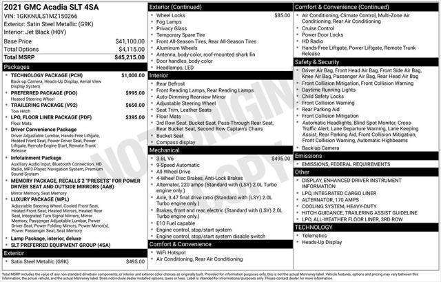 used 2021 GMC Acadia car, priced at $29,500