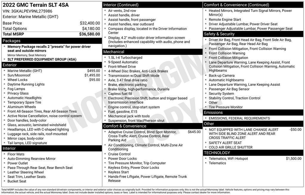 used 2022 GMC Terrain car, priced at $23,600