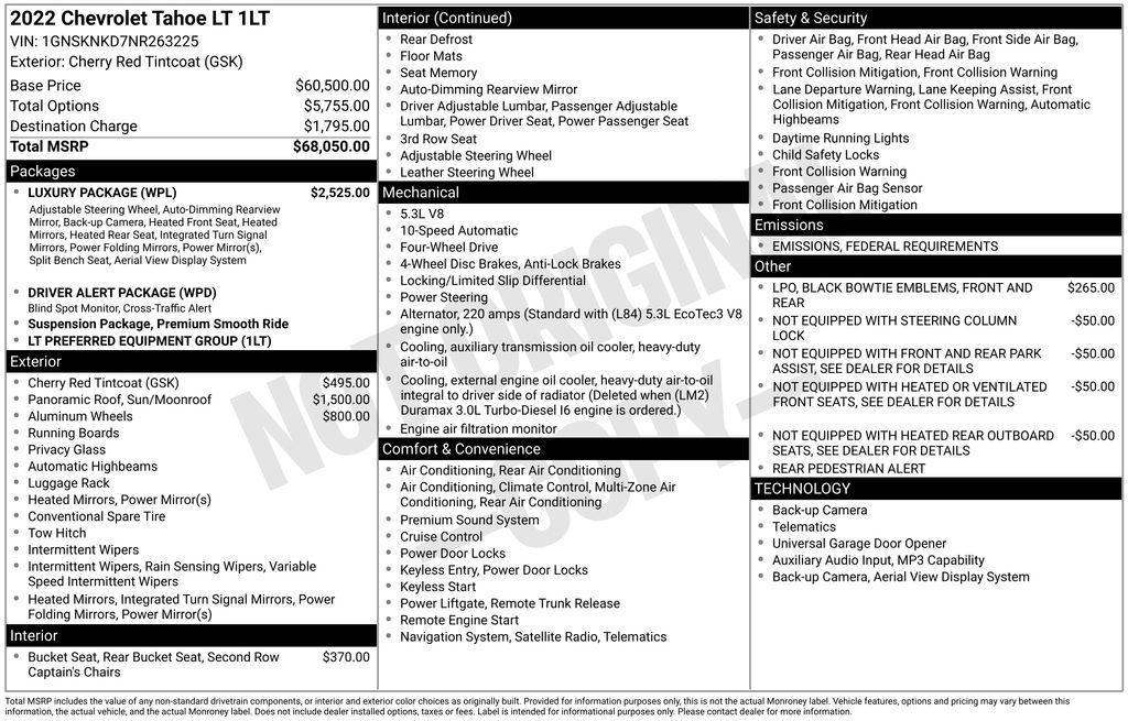 used 2022 Chevrolet Tahoe car, priced at $46,085