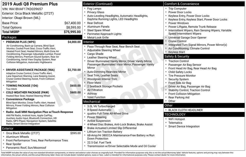 used 2019 Audi Q8 car, priced at $29,995