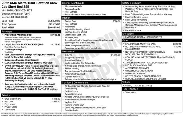 used 2022 GMC Sierra 1500 car, priced at $46,500