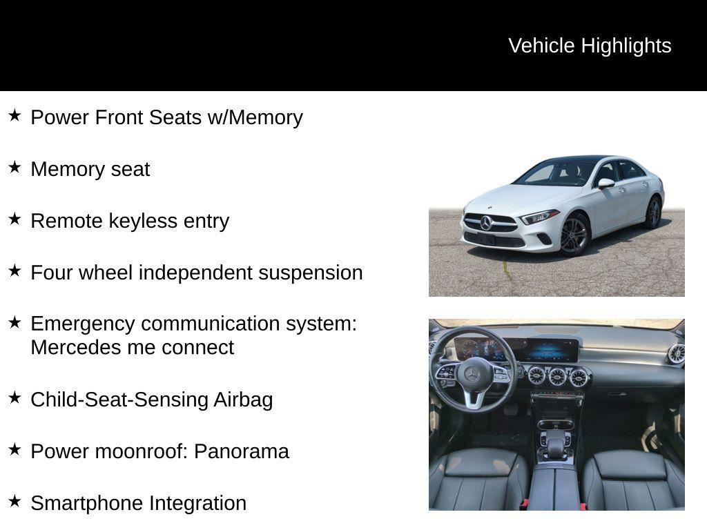 used 2020 Mercedes-Benz A-Class car, priced at $18,615