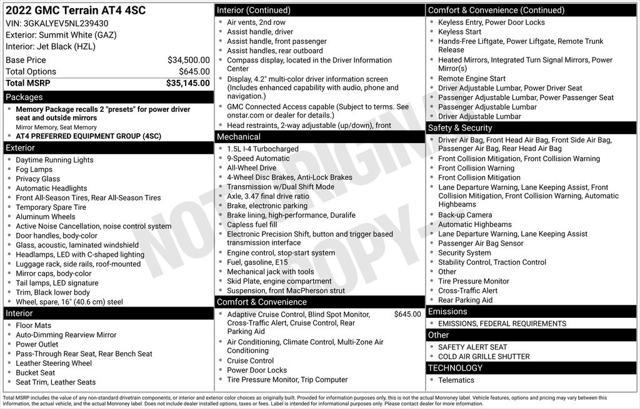used 2022 GMC Terrain car, priced at $25,695