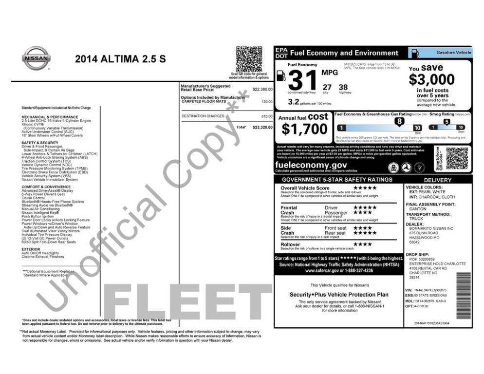 used 2014 Nissan Altima car, priced at $9,495