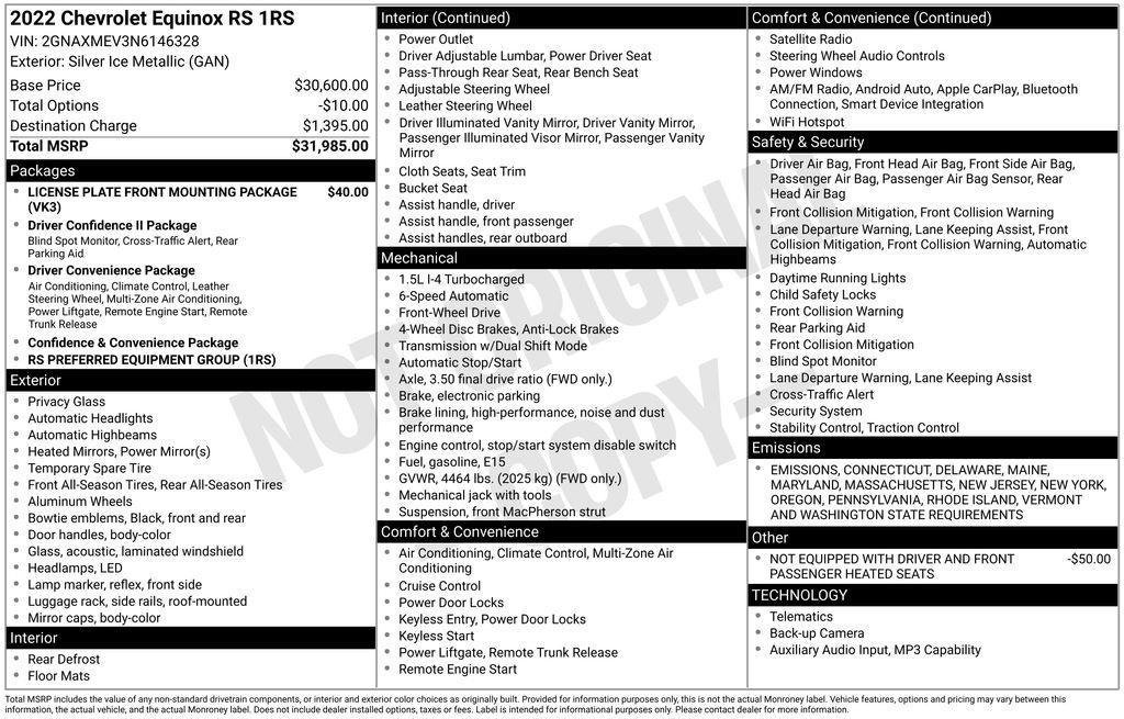 used 2022 Chevrolet Equinox car, priced at $21,250