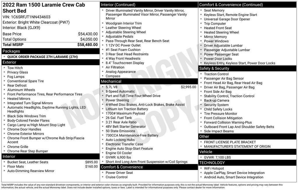 used 2022 Ram 1500 car, priced at $41,549
