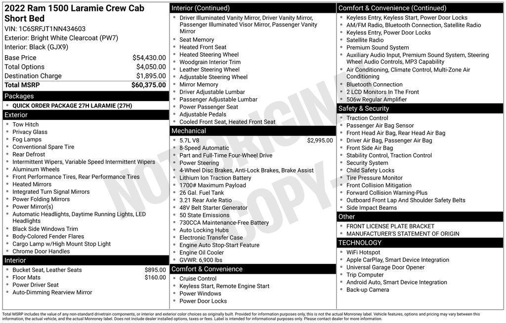 used 2022 Ram 1500 car, priced at $39,721