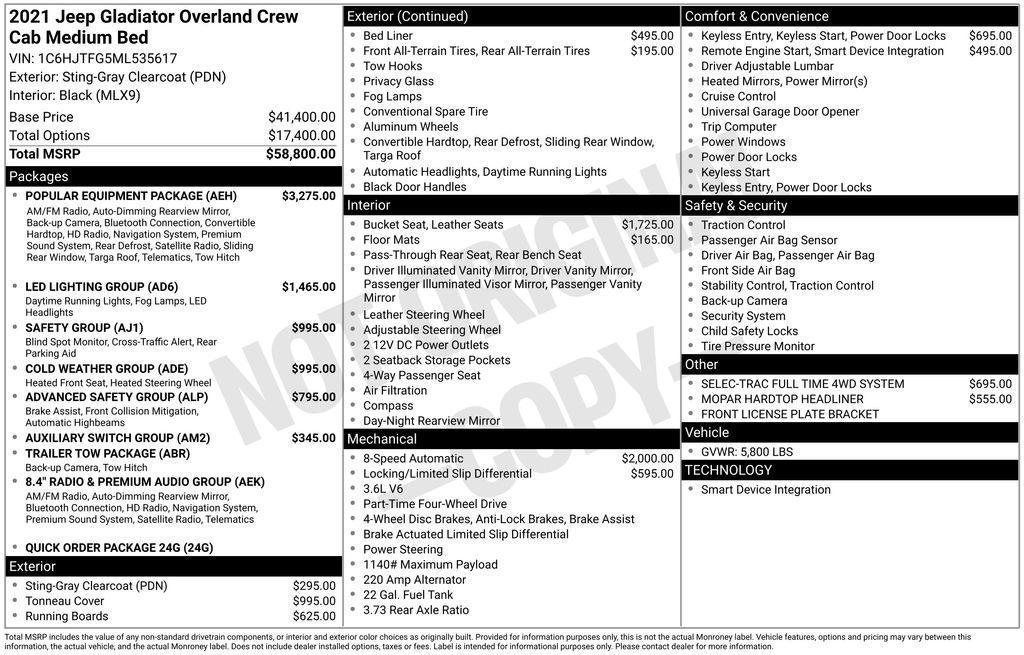 used 2021 Jeep Gladiator car, priced at $35,534