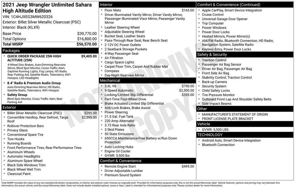 used 2021 Jeep Wrangler Unlimited car, priced at $41,563
