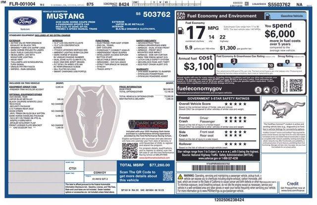 new 2025 Ford Mustang car, priced at $77,260