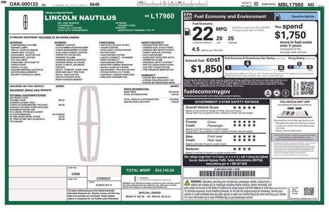used 2021 Lincoln Nautilus car, priced at $33,727