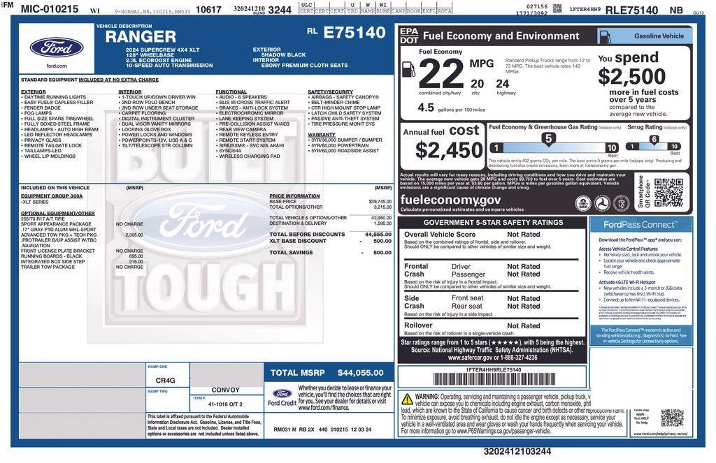 new 2024 Ford Ranger car, priced at $42,369