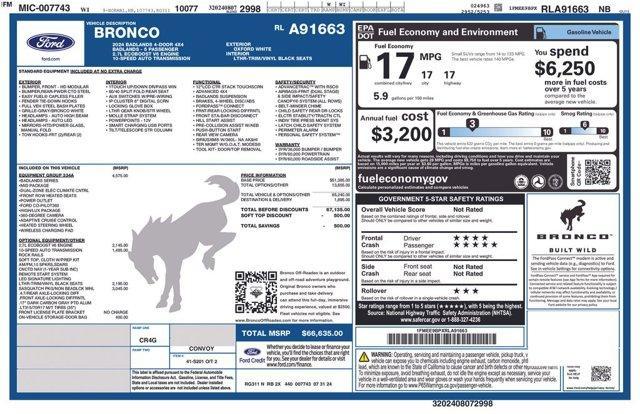 new 2024 Ford Bronco car, priced at $61,623