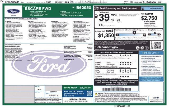 new 2025 Ford Escape car, priced at $33,440