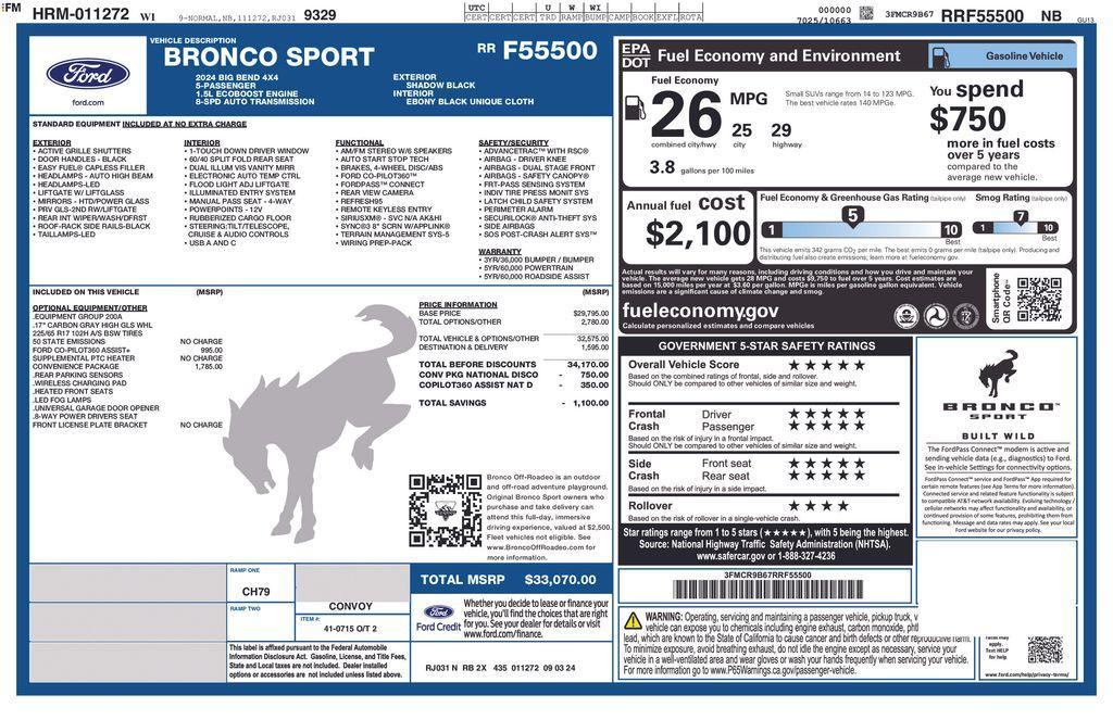 new 2024 Ford Bronco Sport car, priced at $32,294