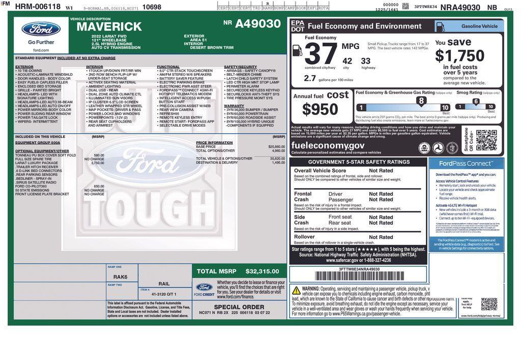 used 2022 Ford Maverick car, priced at $29,993