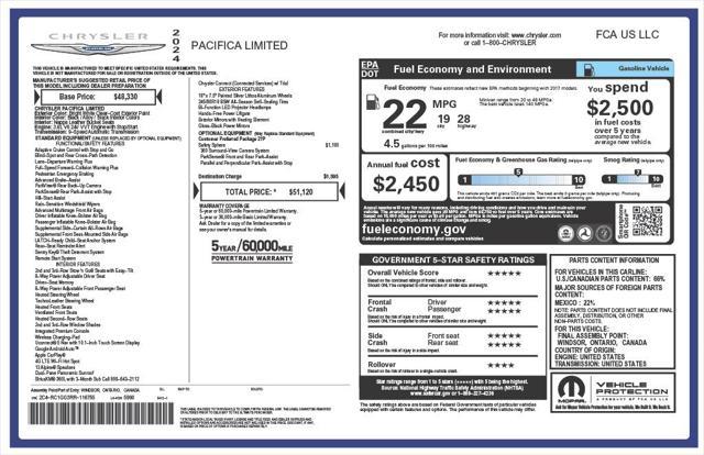 used 2024 Chrysler Pacifica car, priced at $44,973